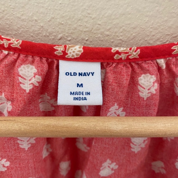 Red Patterned Blouse with Front Tassels - Picture 4 of 5